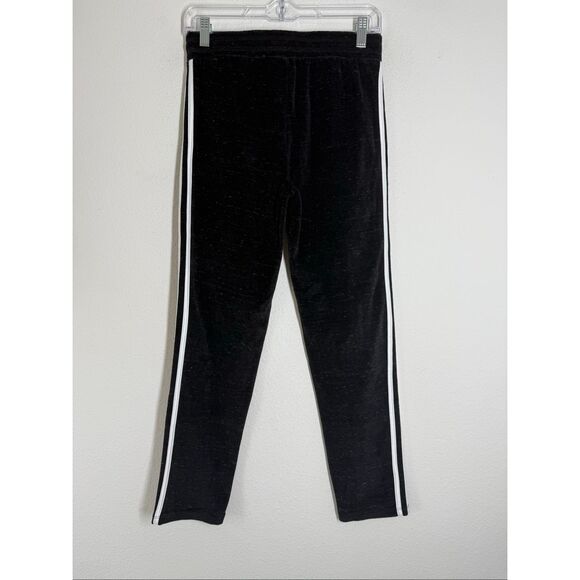 ADIDAS Girls Youth Black Wht Stripe Velour Velvet Sweatpants Track Pant Sz XL/16 - Picture 3 of 9